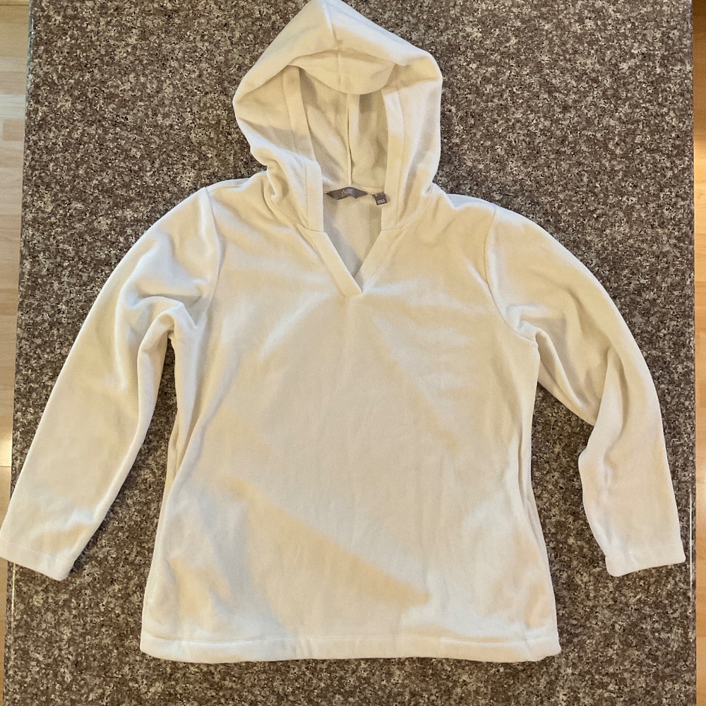 Denim & Co. Hoodie Fleece V-Neck Pullover size Medium